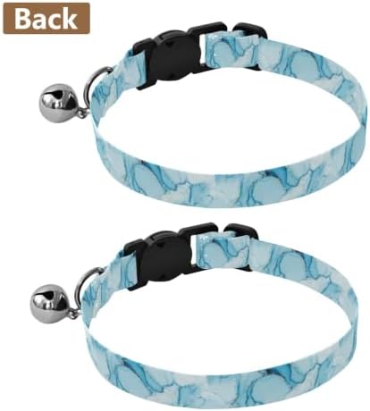 Blue Watercolor Marble Pet Collars 2 Pack Collar for Puppy Adjustable Length 10.6" to 17.1"