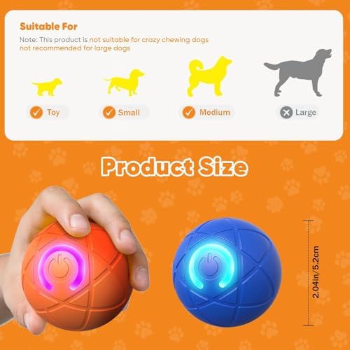 Smart Jumping Ball Toy for Dogs, Duraspin Dog Bouncing, Shaky Ball Toy USB Rechargeable Interactive Bouncing Toys for Puppy Toys (Blue)
