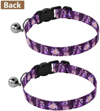 Bloom Floral Purple Pet Collars for Cats, 2 Pack Dog Bell Collar