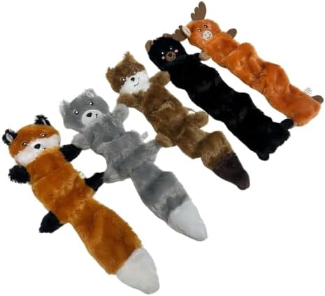 ZippyPaws Skinny Peltz - No Stuffing Dog Toys, 5-Pack, Woodland Variety