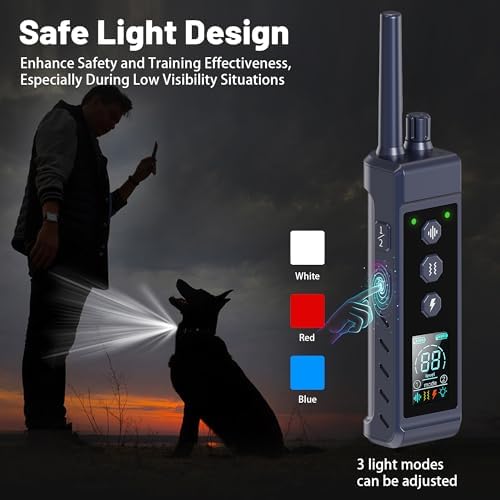 Shock Collar for Dogs - 4265ft Waterproof Training Collar with Flashing Light for Small Medium Large Dogs with Rechargeable Remote, Beep (1-8), Vibration(1-16), Safe Shock(1-99) (Black)