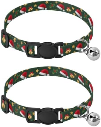 Christmas Santa Hats Easy to Clean Pet Collars 2 Pack Adjustable Pet Collar