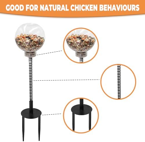 Oooct 2 Pack Chicken Peck Toy - Chicken Enrichment Toys with Swing Feeder & Slow Feeder for Hens, Ducks, Parrots