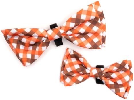 THE WORTHY DOG Fall Patterns Pet Bow Ties for Dogs & Cats, Fall Check
