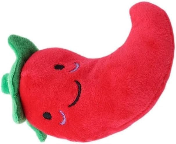 1 Pc Funny Red Fruit Dog Toys, Vegetable Dog Toys Squeaky Plush Chili Eggplant Corn Puppy Toys for Small Dogs,Chili, Nice and Practical