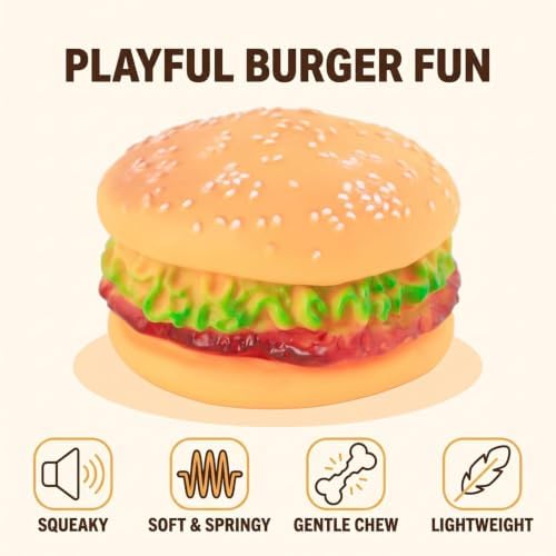 2 Pcs Bite-Resistant Dog Toys Squeaky Chewing Toys Tooth Cleaning Dog Supplies, Golden Retriever Teddy Pets, etc, Training, Sofa Damage Prevention, Hamburger Pet Toys, Squeak Toys
