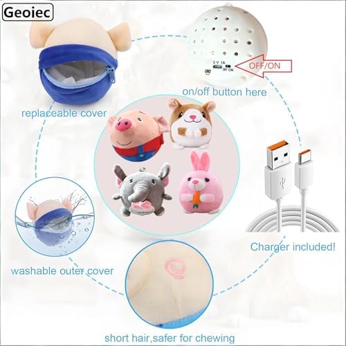 Interactive Dog Toys,Active Moving Pet Plush Toy with Recording and Music Modes,Jumping Squeaky Song shaking Interactive Dog Ball,Rechargeable Dog Toys to Keep Them Busy,Animal Plush Pet Toy(Elephant)