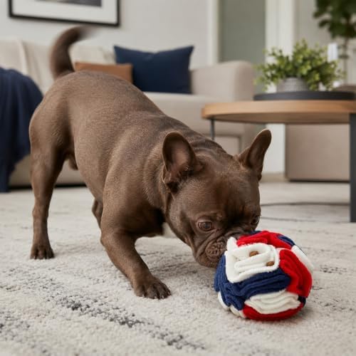 Glory To Dog Puppy/Small Breed Snuffle Ball Toy Celebration Red White Blue