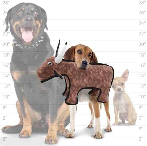 TUFFY® : 2 Pack Medium Bull Dog Toy: Ultra Durable Plush Toy with Multiple Layers & Reinforced Seams, Washable and Floats, Original Construction