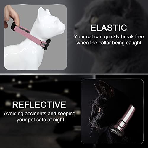Reflective AirTag Cat Collar, Integrated Cat Collar with Air Tag Holder | Built in AirTag Holder, Adjustable 7-13in for Cats, Kittens and Puppies, Safety Elastic Band, Reflective for Night Walking
