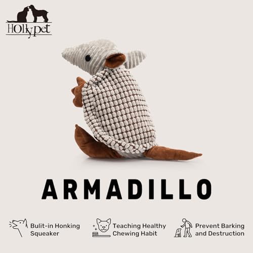 Hollypet Armadillo Squeaky Dog Toys for Medium Large Dogs, 14"