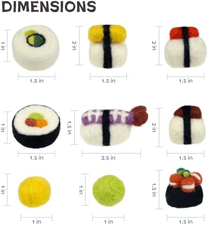 Woolbuddy Wool Cat Toys (Small Sushi 9 PCS) for Indoor Cats Catnip-Free