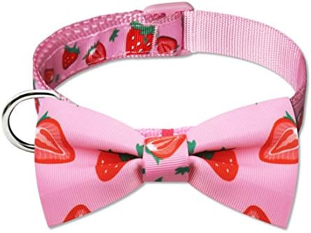 azuza Dog Collar Bow tie, Lovely Pink Dog Collars with Bowtie Large Dogs