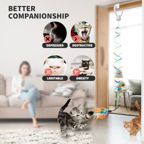 Interactive Cat Toy for Indoor Cats, Door Mounted Automatic Cat Toy