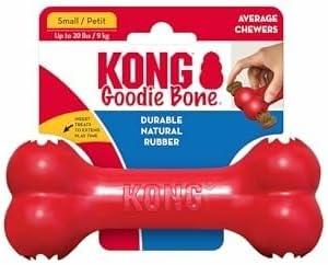 KONG Goodie Bone, Treat-Dispensing Toy, Red, for Small Dogs (Pack of 2) | Classic KONG Durable Natural Rubber Bone with Goodie Grippers That Hold Treats & Support Mental Engagement