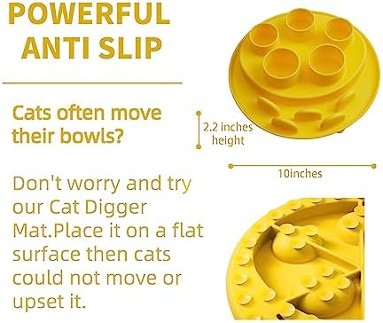 Puzzle Feeder Mat, Slow Feeder for Good Eating Habits, Cat Feeder Mat, Interactive Cat Toys, Yellow