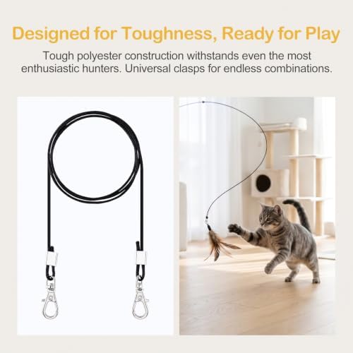 PAGOW 2pcs Replacement Strings for Cat Wand Toy, Chew-Proof Cat Toy Wire