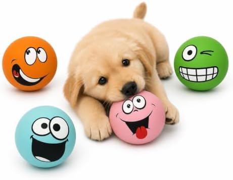 4 Pcs Soft Latex Squeaky Dog Toy Balls for Small Dogs