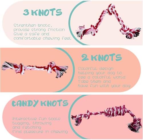 3 Pack Dog Rope Toys Puppy Teething Sturdy Cotton Chew Toy for Small Breed