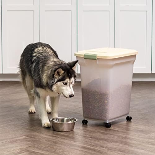IRIS USA Dog Food Storage Container, Up to 40 lbs, Almond, Made in USA
