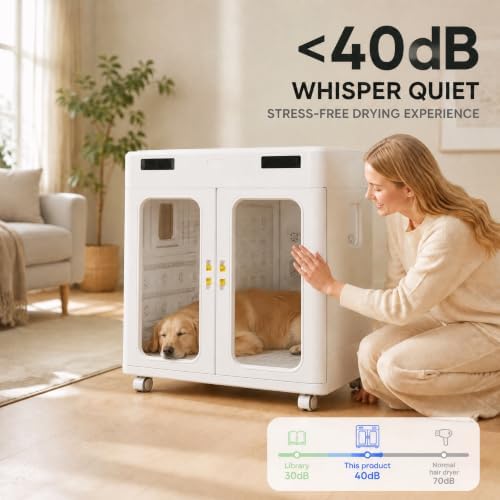430L Smart Pet Dryer Box: for Large Breeds up to 130 lbs & Multi-Pet Homes | 26-Vent 360° Gentle Dry | <40dB Ultra-Quiet | Negative Ion Care | Foldable All-Season Cabin