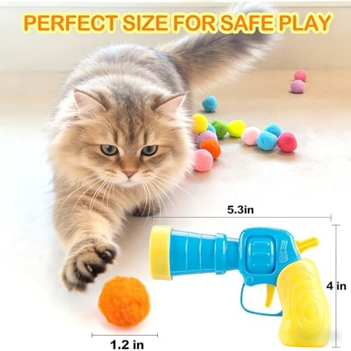 31Pcs Interactive Cat Toys Set, Cat Fetch Toy Gun with 30 Stuffed Plush Balls for Bored Indoor Adult Cats, Kitten Kitty Toys Pet Supplies Accessories, Funny Launcher & Cute Cat Gifts