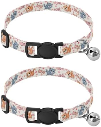 Cute Cartoon Kittens Poses Pet Collars 2 Pack for Puppies Adjustable Length 10.6" to 17.1"