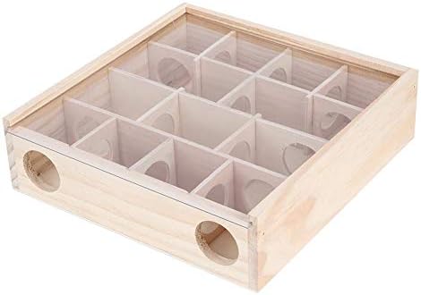 Hamster Maze Toy, Wood Rat House with Organic Glass Interactive Intelligent Small Pet Toy for Rat Hamsters