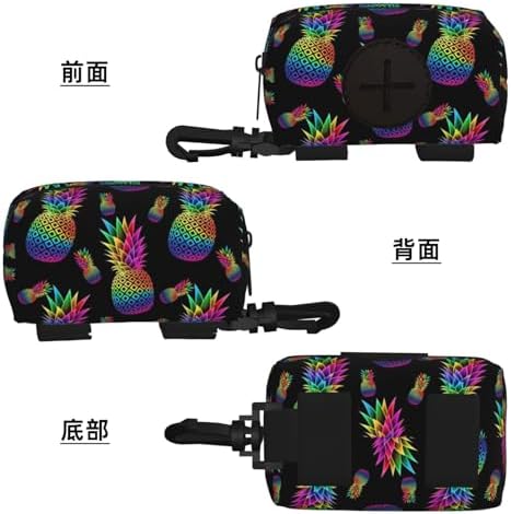 Colorful Neon Pineapple Black Dog Poop Bag Holder for Walking, Hiking, Running And Traveling