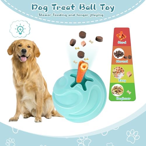 Dog Puzzle Ball Toy, Interactive Dog Toys Ball for Treat Dispensing, Dogs Treat Ball for Teeth Cleaning/Slow Feeder/IQ Training/Playing, TPU Chew Toys for Medium/Large Dogs (Green)