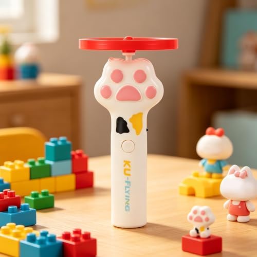 Cat Fetch Toy Launcher Set, Kitten Interactive Exercise Playing Toys Including 6 Flying Discs & Charging Cable for Pet Outdoor & Indoor Accessories