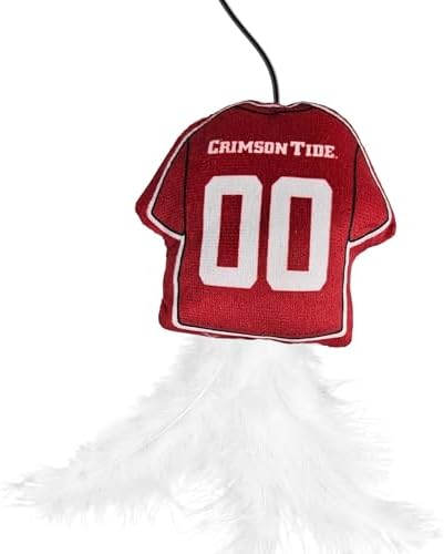 Pets First NCAA Alabama Crimson Tide Team Jersey Wand with CAT NIP, Cat Toy Jersey Shaped Plush Teaser Toy for Cats & Kittens - Interactive Pet Toy for Play & Exercise
