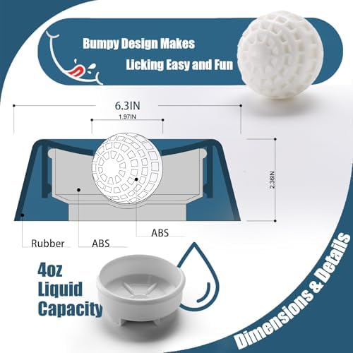 SOOPLEU Lick and Roll Bowl for Dogs – No-Mess Slow Feeder for Bone Broth, Yogurt & Supplements | Lick and Roll Bowl with Anti-Spill Rolling Ball | for Senior Dogs, New Puppies & Post-Op Nutrition