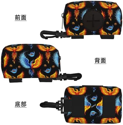 Dog Poop Bag Holder for Leash Doggie Waste Bag Dispenser Ice Water Fire Flame Bird Art Small Doggy Zipper Pouch
