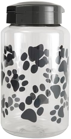 Lixit® Dog Treat Plastic Jar - Airtight Food and Treat Storage Jars for Dogs, Cats, Small Animals and Birds - Made in USA (Paw Prints - Gray, 128 Ounce (Pack of 10)