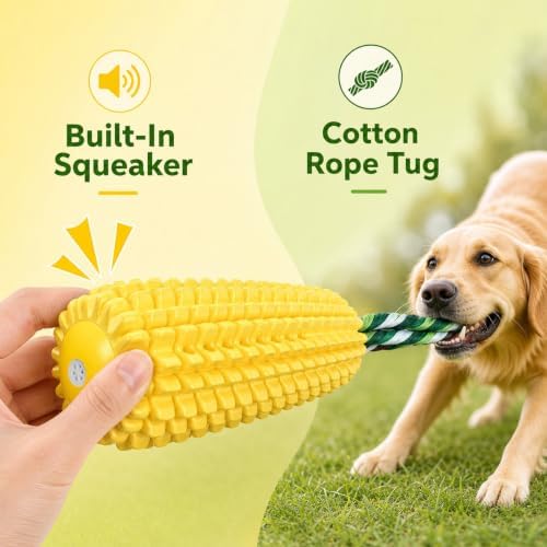 1 Piece Corn Dog Chew Toy for Dogs - Interactive Floating Teething Toy, Durable TPR Chew Toy for Aggressive Chewers, Puppy Teething & Dental Care Toy for Small Medium Large Dogs, 5.6x5.6x14.7cm