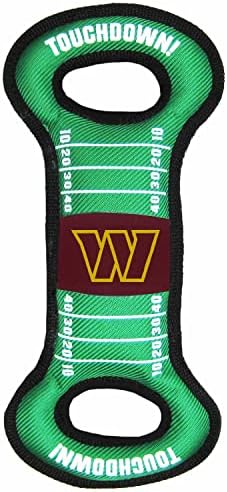 Pets First NFL Washington Commanders Football Field Dog Toy with Double Rim Stitching & Inner Squeaker, Team Color (WAC-3030)