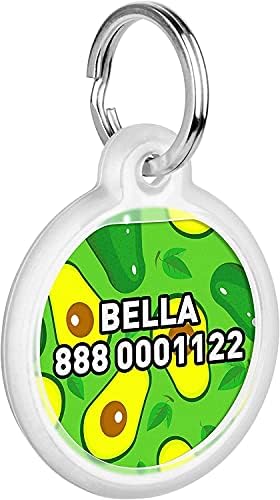 Personalized Pet ID Tag for Dog Cat with QR Passport Global Search System of Lost Pets - Personalized Dog Tags Cat Name Tags - Avocado