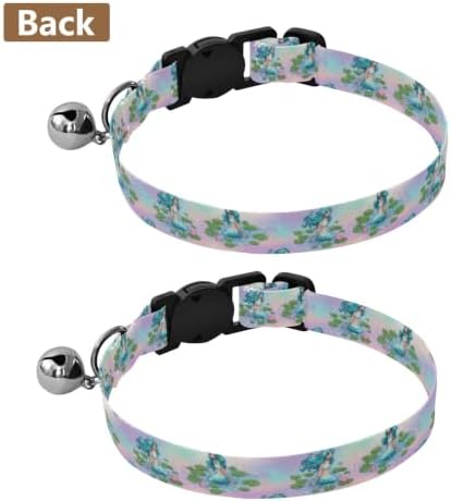 Mermaid Turquoise Soft Polyester Pet Collar, 2 Pack Kitten Bell Collar