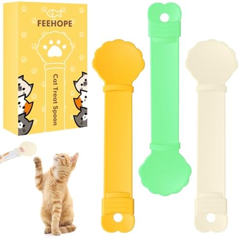 3 Pack Cat Treat Squeeze Spoon Pet Feeding Tool | Multi Function Lickable Puree Feeder for Cat Liquid Snack, Wet Food & Squeeze Treat Strips, 3 Assorted Colors