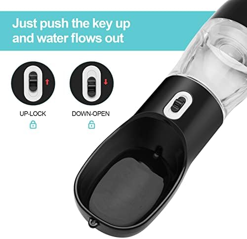 Portable Dog Water Bottle with Food Container Dishwasher Safe-Black