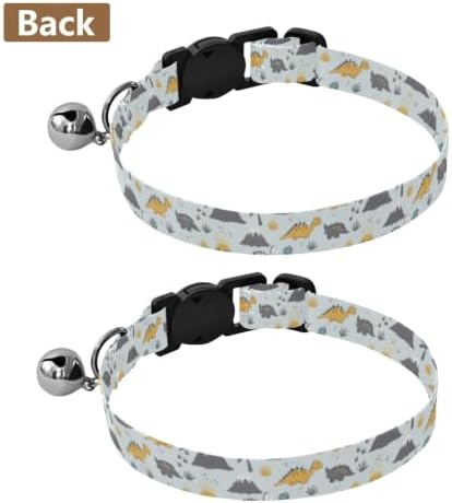2 Pack Cats Collar Cute Cartoon Dinosaurs Kitten Collar with Bell, Adjustable 10.6 to 17.1 Inches
