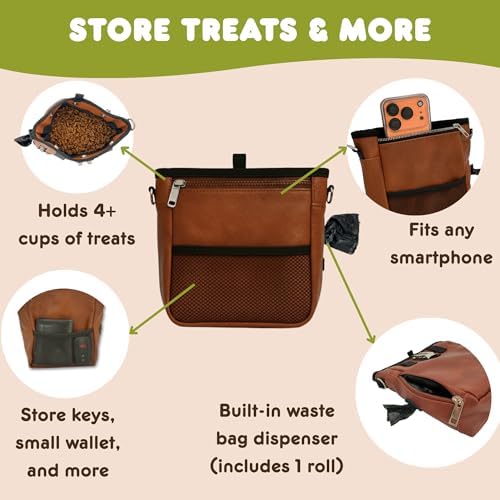 OtterPets Large Dog Treat Pouch PU Leather with Clicker, Magnetic Clasp