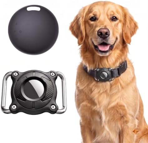 GPS Tracker for Dogs & Cats,Apple Find My & Google Find My Device | Dog Collar Holder, No Monthly Fee & No SIM Card Required, IP67 Waterproof Pet Tracker with 1-Year Battery Life