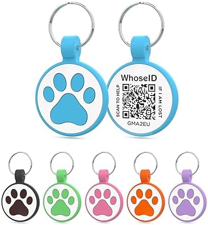 QR Code Cat Tag, Modifiable Pet Online Profile Page, Multiple Emergency Contact, Silent Silicone, Lightweight, No Jinging, Collar Accessories, QR Cat ID Tag (Small Breeds - 1", Blue)