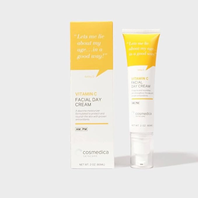 Cosmedica Skincare Vitamin C Facial Moisturizer – 15% Vitamin C Facial Day Cream - 2 ounces – Protects and nourishes skin throughout the day – Vegan, Cruelty Free Skincare