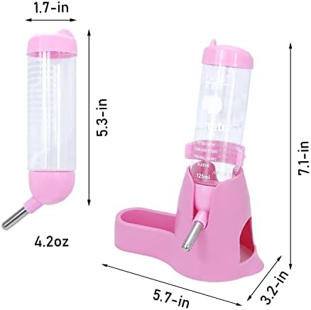 Wontee 3 in 1 Hamster Water Bottle with Food Bowl Hideout Base, 125ML, Pink