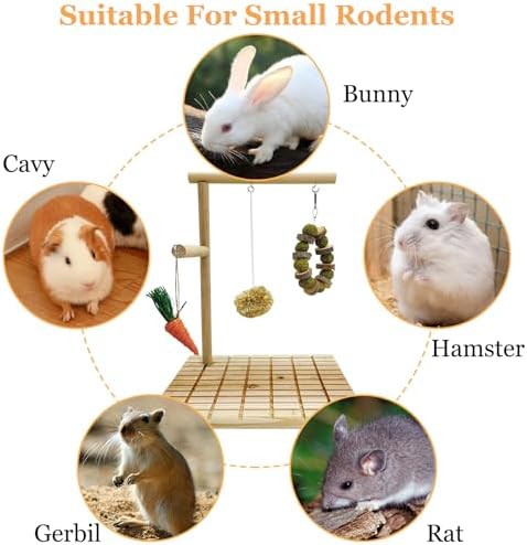 Hamiledyi Rabbit Wood Scratching Board Bunny Claws Teeth Chew Toys Natural Fruit Wood Rabbit Toys Grass Timothy Ball Feet Pad Platform Guinea Pigs Chinchilla Hamsters Other Rodent Pets