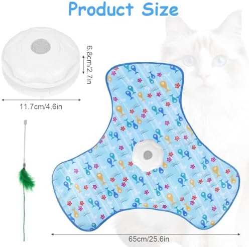 Interactive Cat Toys for Indoor Cats, Automatic Hide and Seek Cat Toy, Moving Concealed Feathers, Mouse Squeaky, Rechargeable Touch Activated Exercise Toys for Kitten Bored Adult Cats, 3 Modes
