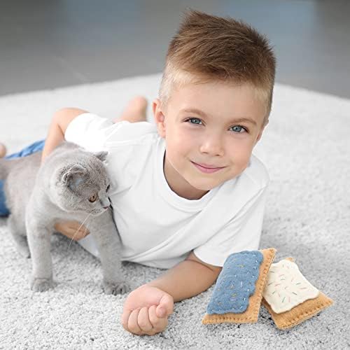 Glaciart One Wool Pop Tart Cat Toy Set with Catnip (2PCS) | for Interaction & Boredom Relief, Encourages Cats to Exercise & Play | Filled w/Organic Catnip to Help Sooth or Reduce Anxiety